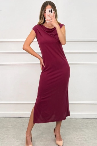 Dress Luc nm60 drape collar left shoulder 2 jump pleats