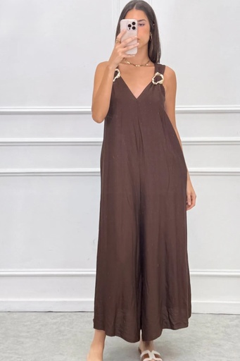 Jumpsuit Loek nm85 V-neck wide strap with twisted ring