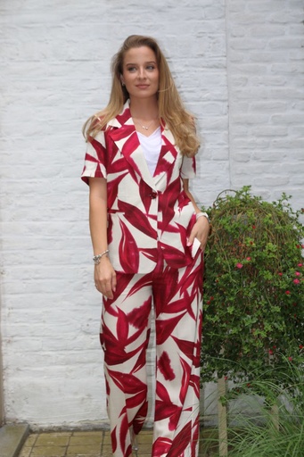 Cardigan and pants Lucy nm100 leaf print