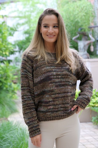 [10017244] Pull bouclé doublé ton sur ton Layla