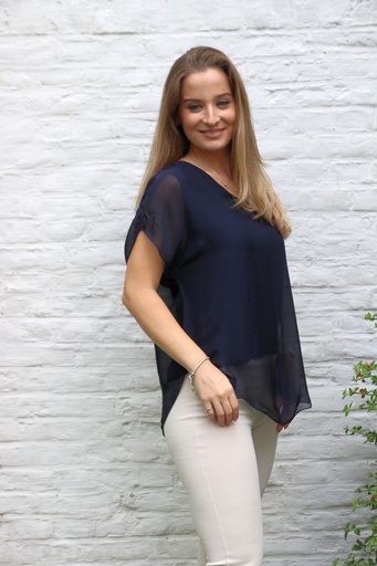 [10017242] Silk blouse Lux nm100 V-neckline