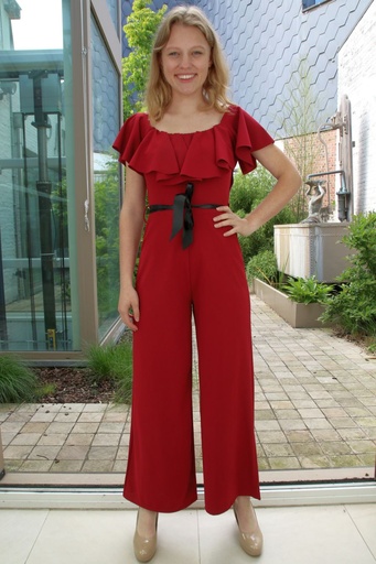 [10017236] Crêpe jumpsuit Louis off shoulder