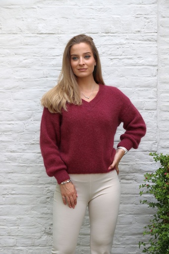 [10017279] Pull en mohair Lune nm65 col en V contient du mohair et de la laine