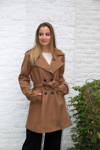 [10017289] Veste 7/8e Lune double rangée de boutons et col pointu