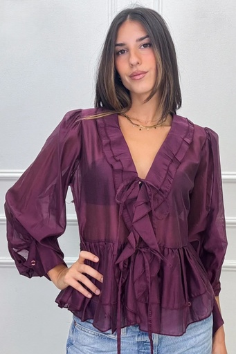 [10017324001] Bloes Lio m85 V-hals dubbele volant pofmouw 