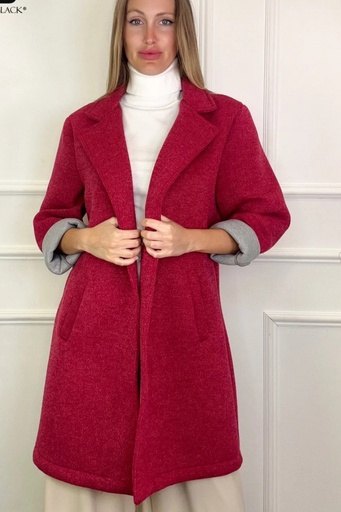 [10017327] Jas Lilou nm65 puntkraag 1 knoop in schuine insteekzakken scuba viscose voering