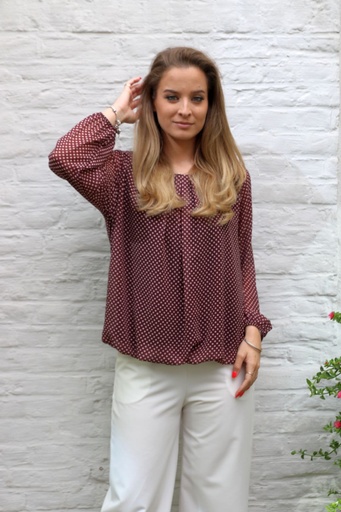 [10017339] Blouse Lizzie nm43 stippenprint open hals 
