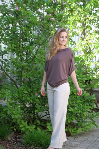 [10017389] T-shirt Laurien nm85 drapagekraag vleermuismouw 4 bandplooien in zijnaad