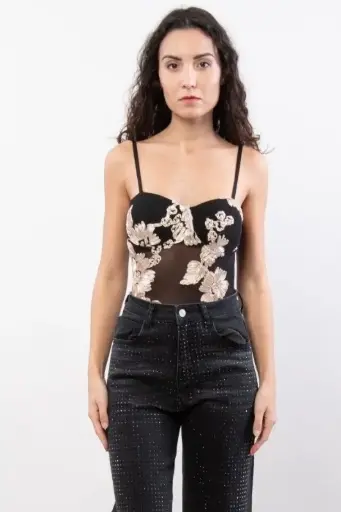 [10017400] Body Lamar balconette netstof bloemen briljant opleglint 