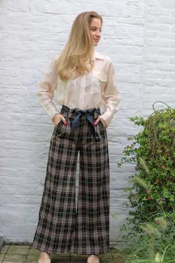 [10017407] Lilia nm25 schotse ruit wijde pijp eco leren tailleriem