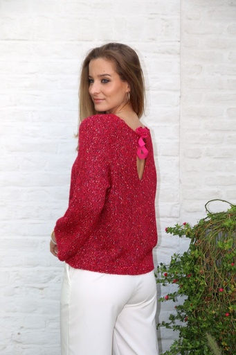 Pul Lene nm28 spikkel rugsplit striklint open hals losse mouw