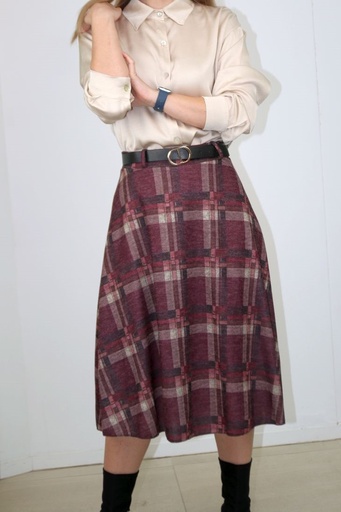 [10017463] Lyra nm12 madras Schotse ruit klok onder knie ecoleren riem