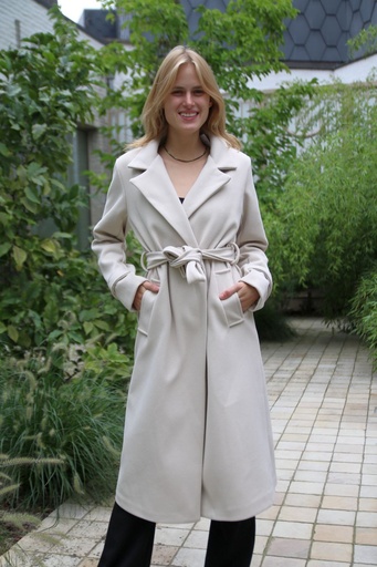 [10017493] Jas Laurine visgraat ingeweven motief brede afgeronde kraag 