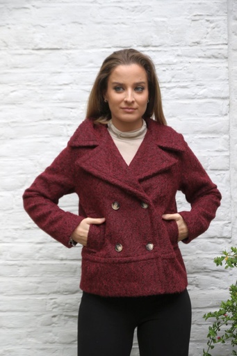 [10017494] Korte jas Lino grote puntkraag dubbel rij knopen 