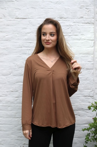 [10017499] T-shirt Leilani nm20 V-hals met springplooi viscose jersey