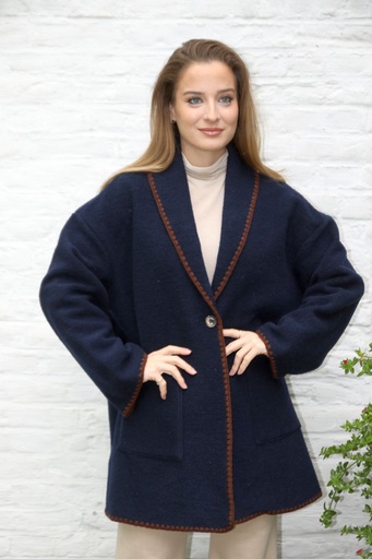 [10017522] Halflange jas Mandy in wol-look nm50 met sjaalkraag