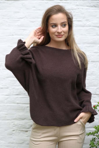 Pul Loue m25 vleermuismouw manchetvolant open hals 