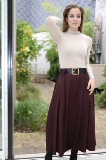 [200650] Klokrok Nick halflang met lederen taillebinder 