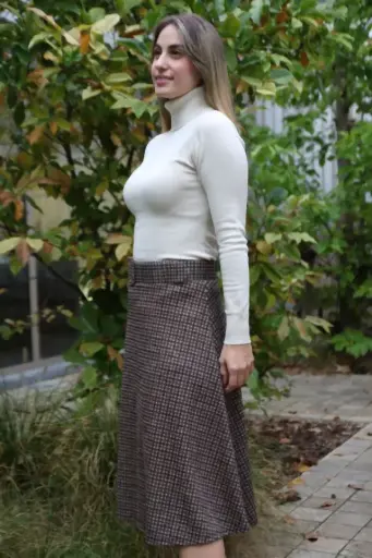 [200704] Klokrok Leentje kleine karo jersey stofovertrokken tailleriem