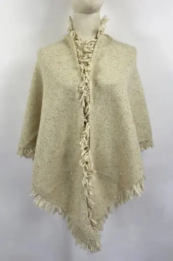 [200712] Driehoekige sjaal Mitchell met franjes en subtiele pailletten nm87