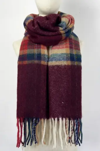 [200714] Veelkleurig geruite sjaal Melisa met franjes nm100