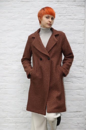 [200749] Lange mantel Noel fijne boucléstof reverskraag 