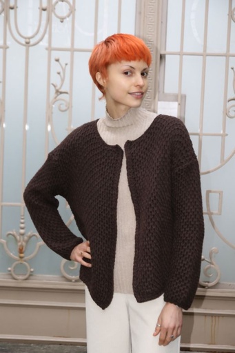 [200774] Tricot cardigan Nowi nm20 grofgebreid ronde hals