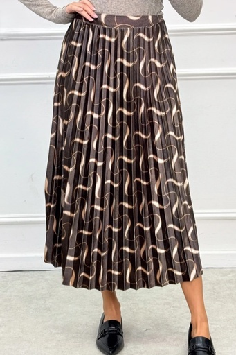 [200787] Plissérok Medina uit effen velours met print