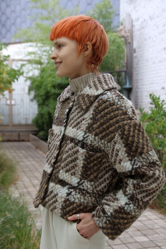 [200850] Jas Neo nm80 boucléstof schotse ruit platte kraag