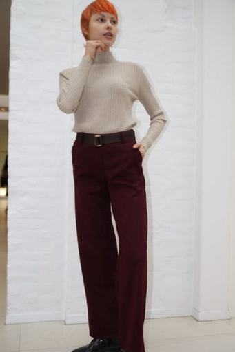 [200863] Niki broek ingeweven visgraat stoffen taillebinder