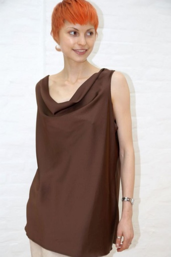 [200882] Tank top Nessa satijn drapage kraag 