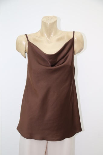 [200899] Top Ninte satijn spaghettibandjes drapage kraag 