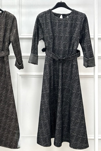 [200911] A-jurk Quin price de galle ingeweven motief ronde hals brede riem 