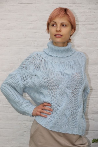 [200926] Pull Nero nm20 grof gebreid opstaande kraag 