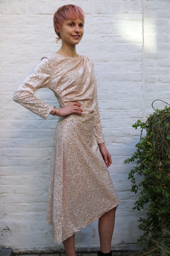 [200965] Feestjurk Lorenza nm34 pailletten buik en borstdrapage 