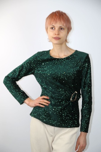 [200969] Pul Lieven nm43 pailletten op effen velours tailledrapage 