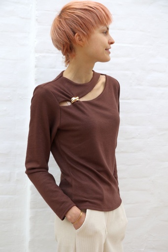 Blouse Quintus lange mouwen keyhole-detail met gesp 