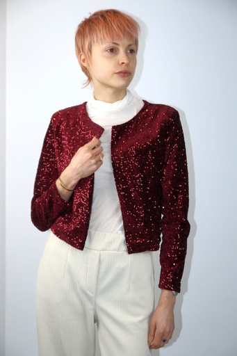 [200978] Bolero Lenora nm50 pailletten op effen velours kraagloos