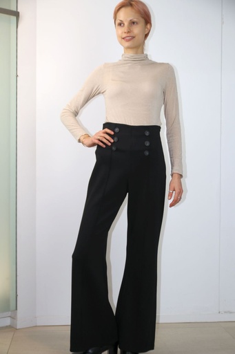 [200984] Lef 3102 nm67 gabardine hoge taille dubbel rij knopen kapnaad