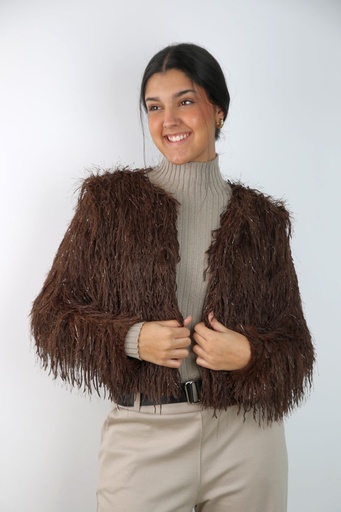 [201016] Vest Lyke nm38 glamy langharige pluches kraagloos