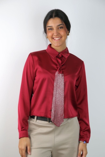 Cocktail blouse Lolita satijn das met studs kort