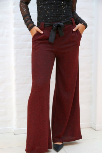 Glamy lurex flarebroek Lubbert nm52 satijnen taillebinder