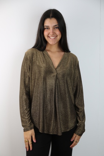 [201030] Glamy lurex blouse Lyke nm52 V-hals met springplooi