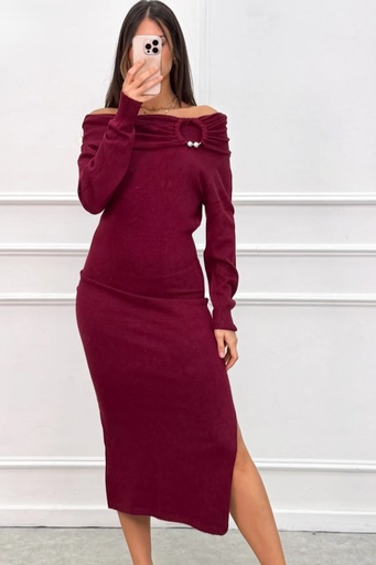[201050] Tricot lange jurk Lucky nm50 off-shoulder met linkerdijsplit