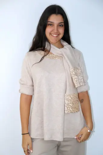 Pull Petra nm95 open hals en sjaal met pajetten