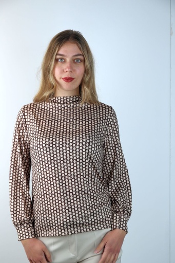 [201071] T-shirt Luigiano nm20 bijenkoek print opstaande kraag 