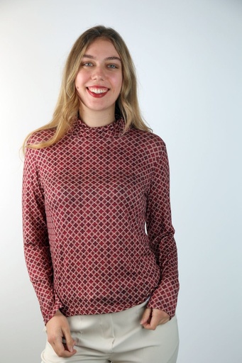 [201072] T-shirt Luit klavertje 4 stekelbes rolkraag viscose jersey