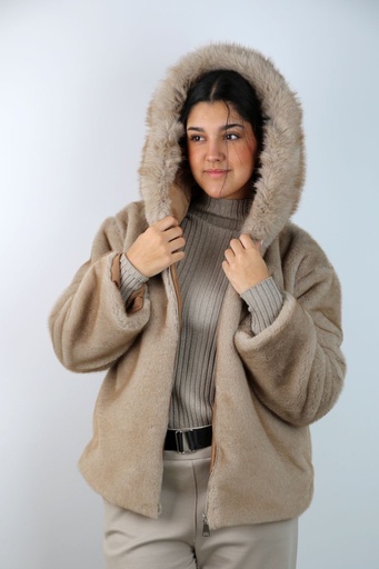 [201122] Kort jasje Nya in ecopels kap ritssluiting 