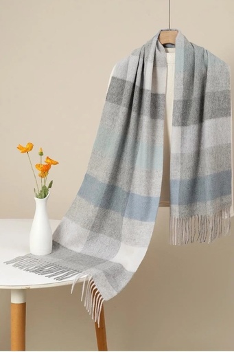 [201133] Sjaal Levana nm100 rechthoeken jacquard franjes wol