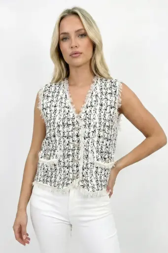 Geknoopt gilet Roan met franjes nm100